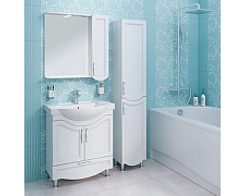 Зеркало со шкафом Runo Неаполь 75 R 00-00001031 с подсветкой Белое