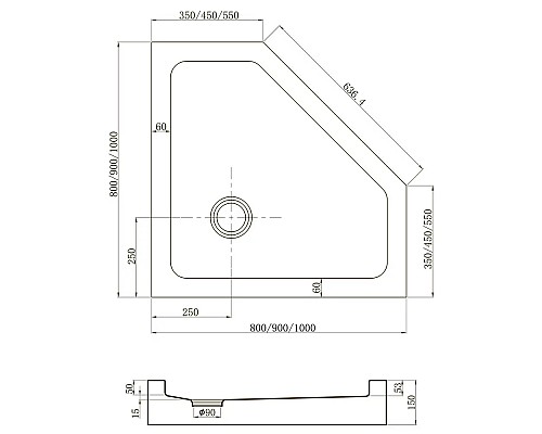 Акриловый поддон для душа Veconi Tezeo TZ-53B 80x80 TZ53B-80-C5 Черный