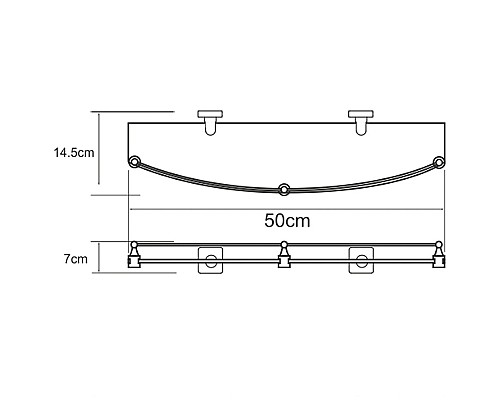 Стеклянная полка WasserKRAFT Dill K-3944 Хром
