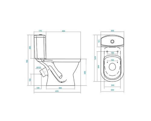 Унитаз Santek Алькор 1.WH30.2.196 с бачком и сиденьем