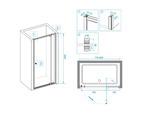 Душевая дверь RGW Passage PA-02B NEW 80 41080208-14 профиль Черный стекло прозрачное