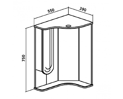 Зеркальный шкаф Runo Бис угловой 00000001025 угловой левый