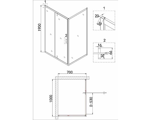Душевая дверь Niagara Nova 100 NG-83-10AB профиль Черный стекло прозрачное
