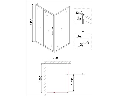 Душевая дверь Niagara Nova 100 NG-83-10AB профиль Черный стекло прозрачное