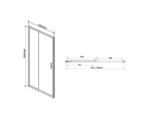 Душевая дверь Vincea Garda 120 VDS-1G120CGB профиль Черный стекло тонированное
