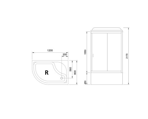 Душевая кабина Royal Bath ВК 120x80 с гидромассажем задние стенки Белые