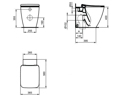 Унитаз Ideal Standard Strada II AquaBlade T359801 приставной с сиденьем Микролифт