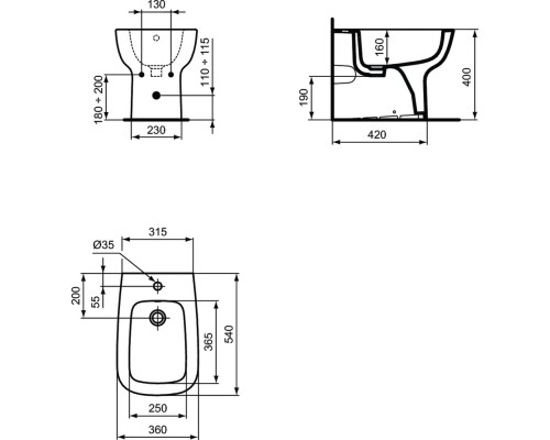 Биде Ideal Standard Esedra T281301 Белое