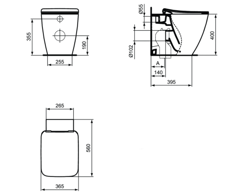 Унитаз Ideal Standard Strada II AquaBlade T359801 приставной с сиденьем Микролифт