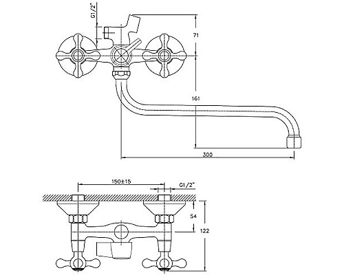 Смеситель для ванны Haiba HB2208-2 универсальный Хром