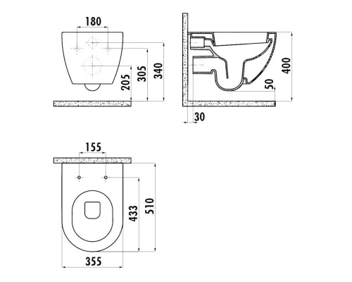 Унитаз Creavit Free FE322-11MB00E-0000 подвесной Белый матовый без сиденья