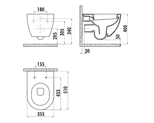 Унитаз Creavit Free FE322-11MB00E-0000 подвесной Белый матовый без сиденья