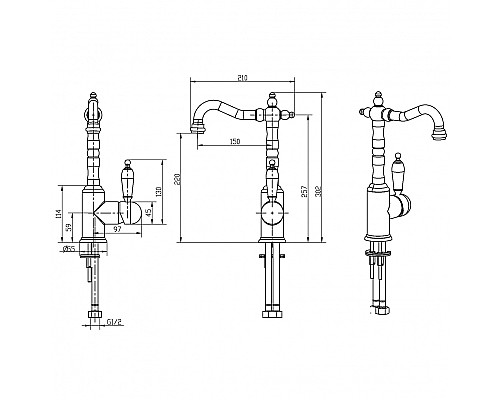 Смеситель для раковины Boheme Medici Ripresa 302-SW Бронза