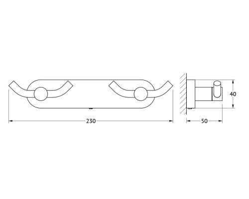 Планка с 2-мя двойными крючками (хром) Artwelle HAR 008 23 см