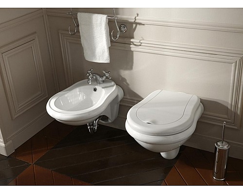 Крышка-сиденье Kerasan Retro 108401 с микролифтом белый/бронза