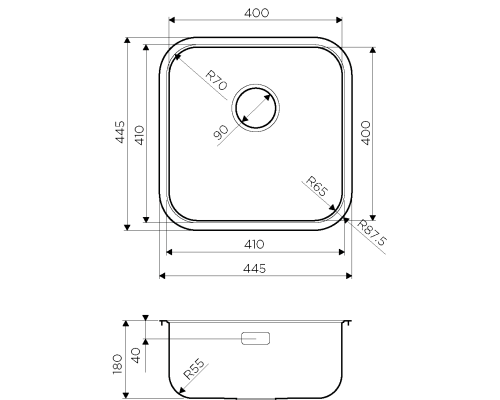 Кухонная мойка Omoikiri Omi 44-U,IF-IN Quadro 4993494 нержавеющая сталь