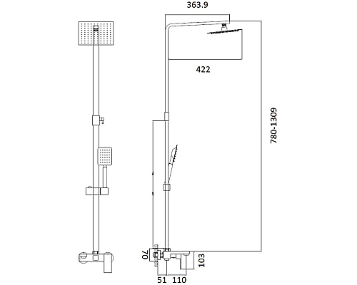 Душевая система Haiba HB24803-2 Нержавеющая сталь
