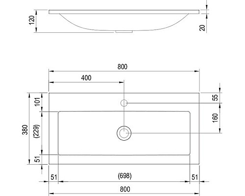 Умывальник Ravak Clear 800 XJJ01180000 белый с отверстиями