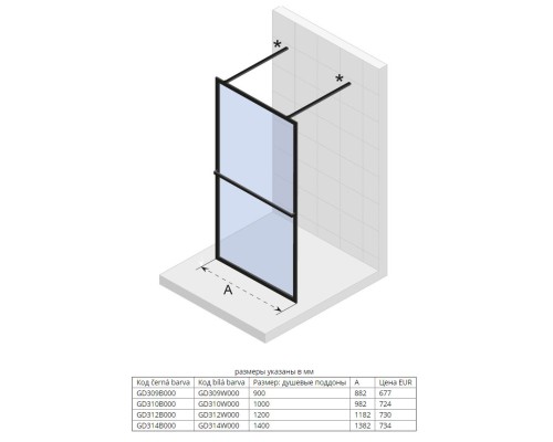 Душевая перегородка Riho Lucid GD401 120 G005031121 (GD312B000) Черный