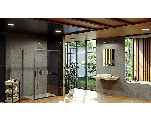 Душевая стенка Ravak Blix Slim BLSPS-80 X9BM40300Z1 профиль Черный стекло Transparent