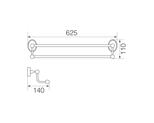 Полотенцедержатель двойной Veragio Bonjour 60 хром