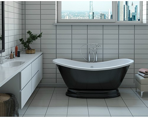 Ванна из искусственного камня Эстет Бостон с литым подиумом 180х74