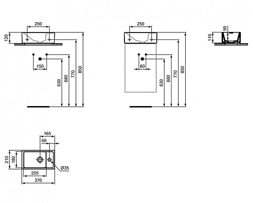 Раковина Ideal Standard Tempo 37 R E211201 Euro White