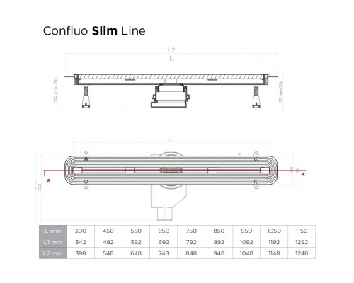 Душевой лоток Pestan Confluo Slim Line 300