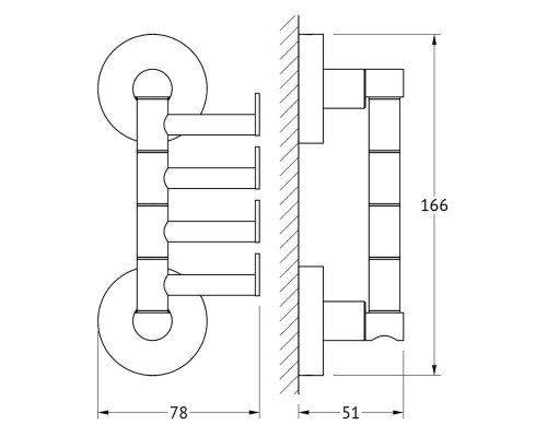 Крючок поворотный четверной (хром) Artwelle HAR 011