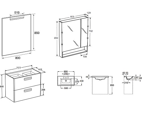 Тумба под раковину Roca The Gap 80 ZRU9302740 подвесная Фиолетовая