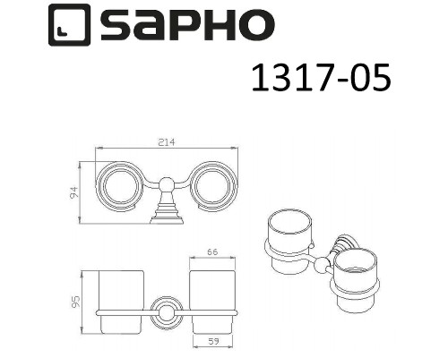 Стакан для зубных щеток Sapho Diamond 1317-05 двойной Хром