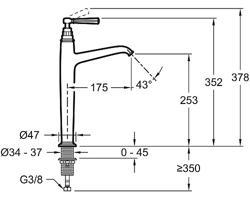 Смеситель для раковины Jacob Delafon Cleo 1889 E24309-BGG Золото глянцевое