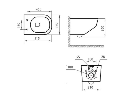 Унитаз Art&Max Liberty AM015CHR подвесной без сиденья