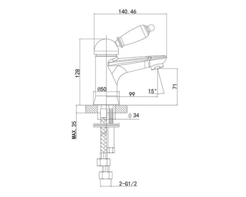 Смеситель для раковины Caprigo Adria 02-522-CRM хром