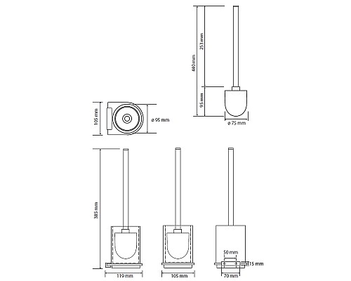 Ершик для унитаза Bemeta Galla 108113010 Черный матовый