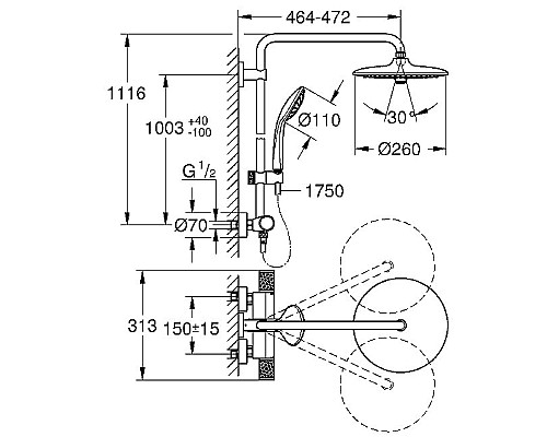 Душевая система Grohe Euphoria 260 27296003 с термостатом Хром