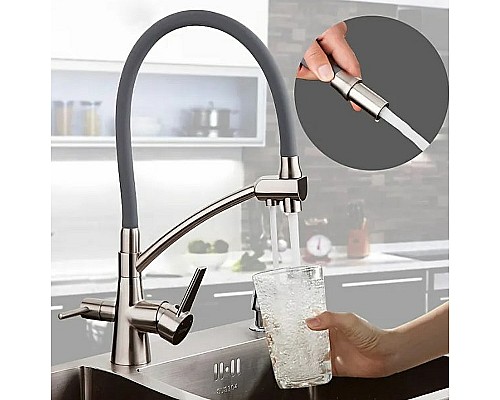 Смеситель для кухни Gappo G4398 Сатин Серый