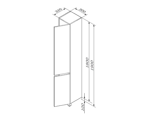 Шкаф-колонна напольный AM.PM Gem S M91CSR0306WG 300 мм