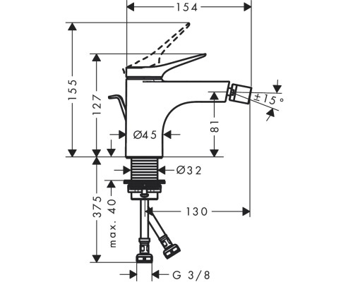 Смеситель для биде Hansgrohe Vivenis 75200670 Черный матовый