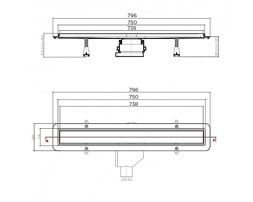 Душевой лоток Betto by Pestan Net Line 750 13702518
