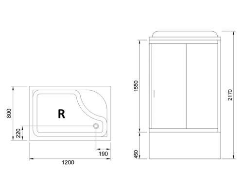 Душевая кабина Royal Bath 120x80 RB8120BP5-WT-R без гидромассажа