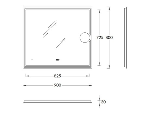 Зеркало Kerama Marazzi TECNO c LED 90, с подсветкой, с функцией антизапотевание