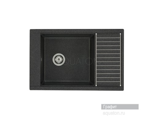 Мойка для кухни Делия 78 прямоугольная с крылом графит Aquaton