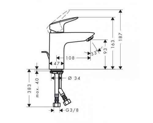 Смеситель для раковины Hansgrohe Logis однорычажный хром 71102000