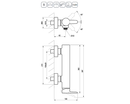 Смеситель для душа Ravak Puri PU 032.20/150 X070187 Черный матовый