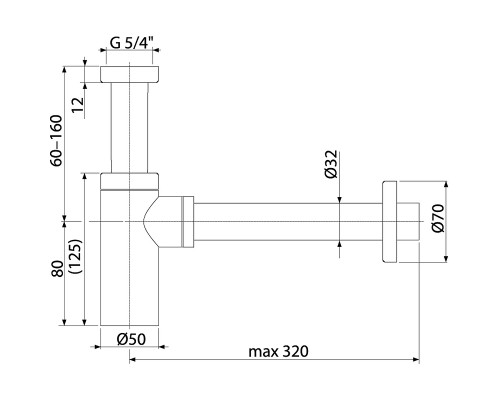Сифон для раковины Alcaplast Design A400ANTIC Бронза