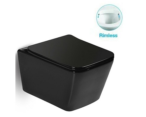 Унитаз подвесной безободковый черный матовый с сиденьем микролифт SantiLine SL-5004MB