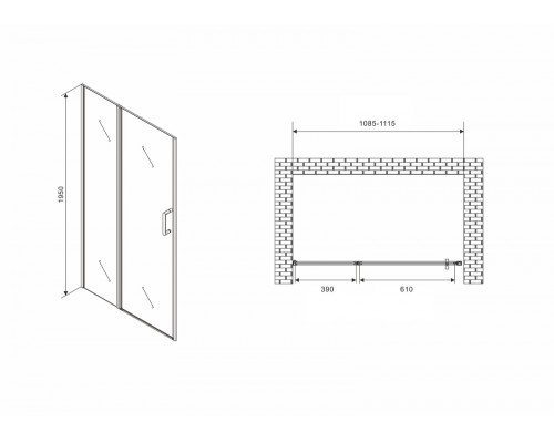 Душевая дверь Abber Sonnenstrand 110 AG04110S профиль Хром стекло прозрачное