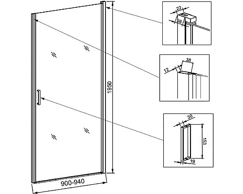 Душевая дверь Veconi Vianno VN-43 90 VN43-90-01-C5 профиль Хром стекло прозрачное