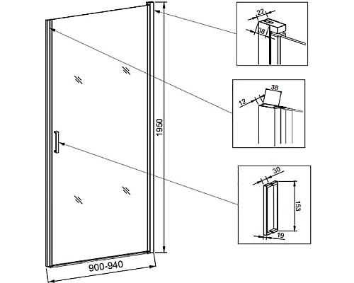 Душевая дверь Veconi Vianno VN-43 90 VN43-90-01-C5 профиль Хром стекло прозрачное